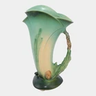 Roseville Pine Cone Green 1953 Mid Century Modern Pottery Ewer Vase 485-10