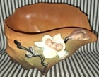 VTG ORIG 1943 ROSEVILLE POTTERY MAGNOLIA CONCH SHELL PLANTER VASE BROWN 453-6