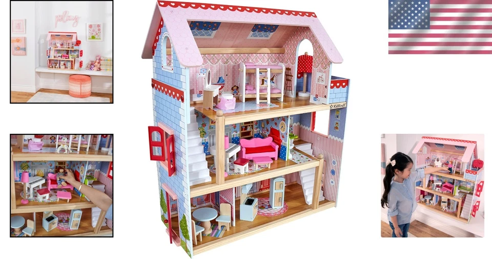 Elegant Chelsea Wooden Doll Cottage for 5-Inch Dolls - Perfect Gift for Kids - Image 2 of 4
