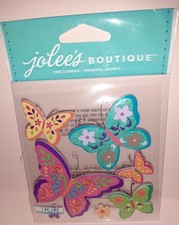 Jolees Boutique " COLORFUL BUTTERFLIES " SCRAPBOOKING STICKERS- 7 pcs.