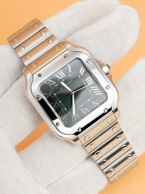 Cartier Santos Medium WSSA0061 Green Dial Full Set 2024 Garantie