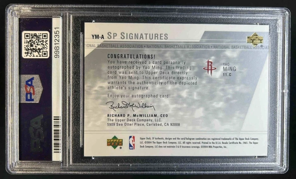 2003-04 SP Authentic Yao Ming Signatures Auto #YM-A Rockets PSA AUTH - Image 2 of 2