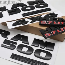 5PCS Set Emblems Badges Fits for RAM 1500 CLASSIC HEMI 5.7LITER 4x4 Black Red