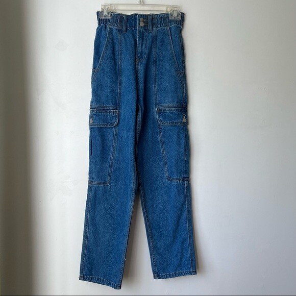 Princess Polly High Rise Paperbag Waist Cargo Style Jeans 2