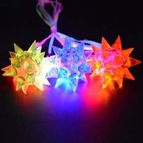 12 Pack of Light Up Crystal Star Necklaces Party Favor Bright LED