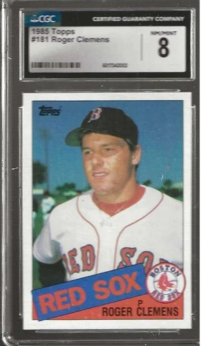 1985 TOPPS #181 ROGER CLEMENS ROOKIE CARD CGC RATED AT NM-MINT 8