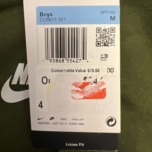 Nike boys sweatshirt, medium, army green NWT Pockets - Picture 8 of 9