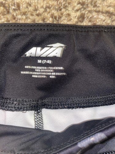 AVIA Studio Leggings Fitted Gray/Black/Silver Camo Silver Spatter Girls Size7/8 - Picture 4 of 8