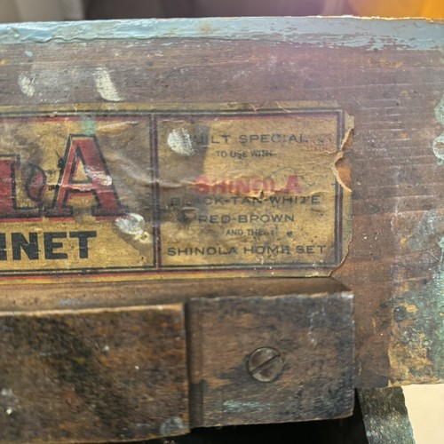 Nice Antique Vtg Primitive Shinola Shoe Shining Cabinet Storage Box Stool - Picture 5 of 13