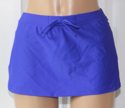  NEW GO by Gossip Blue Violet Solid Skirted Skirtini Bikini Swim Bottom M Medium