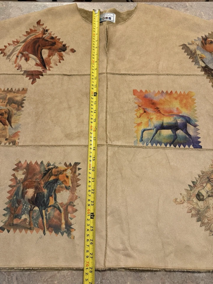 Poncho Parka Arte The Trail Of Painted Ponies Western Imitación Gamuza Piel Forrada Foto 3 de 4