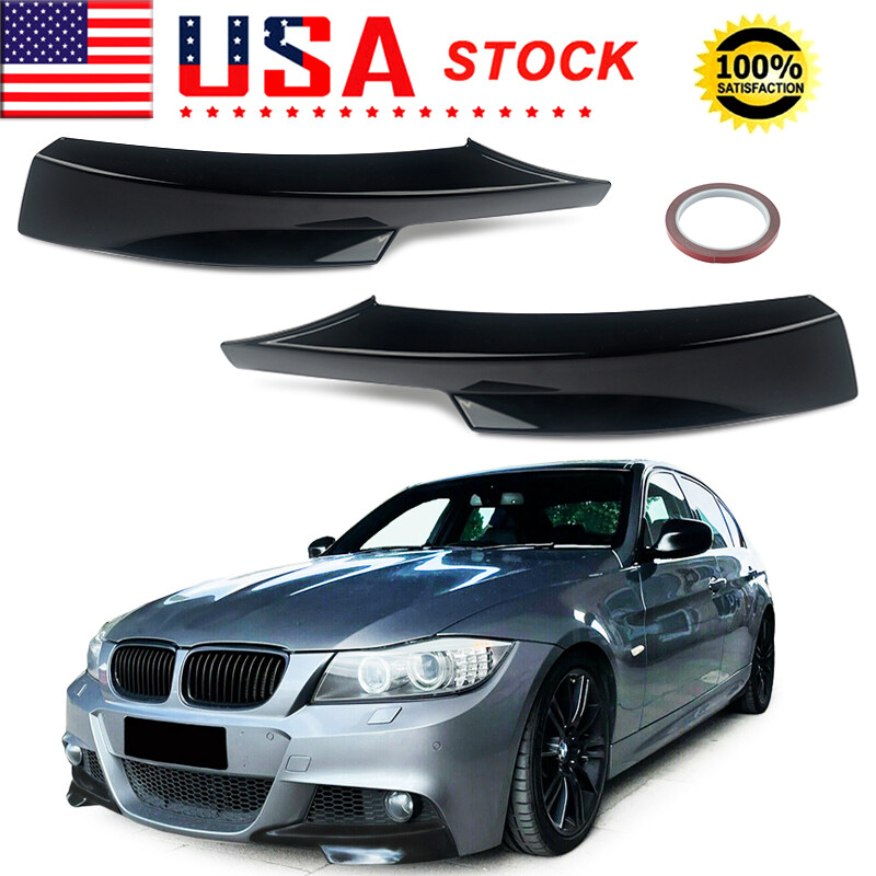 Glossy Black Front Spiltter Side Corner For 09-13 BMW E90 E91 M