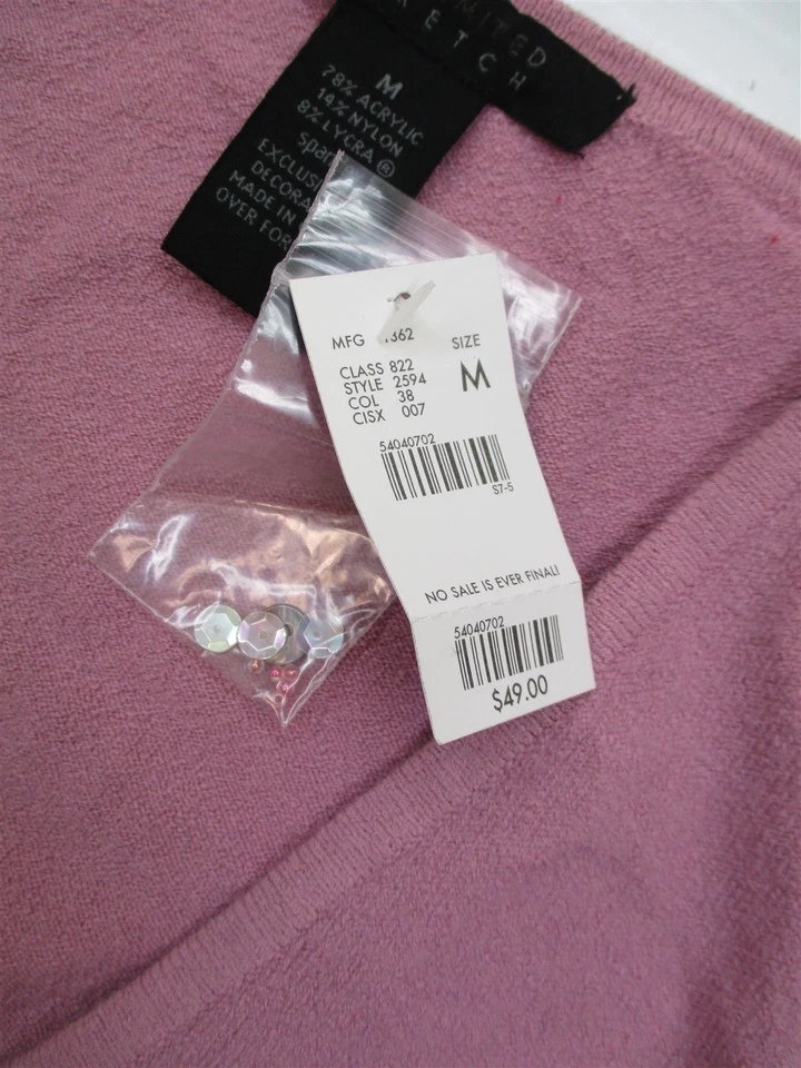 new THE LIMITED Women's Size M Sequence Pink Cropped Knit Cardigan Sweater - Image 4 of 4