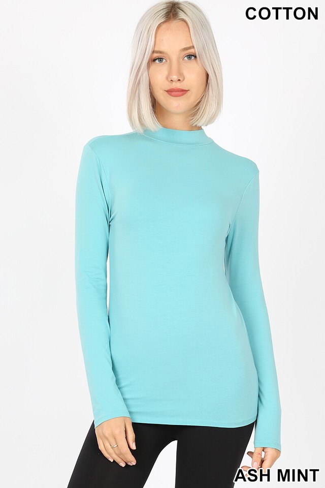 Fitted Mock Neck Long Sleeve Top with Stretch Fabric