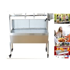110V Stainless Steel BBQ Spit Roaster Rotisserie Charcoal Lamb Hog Roast Grill