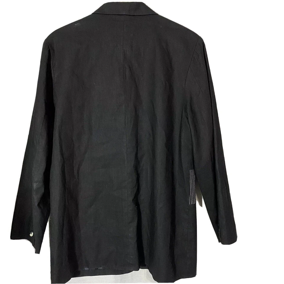 Blazer Newport News para mujer talla 12 negro con patrones mezcla de lino vintage años 90’s Foto 3 de 4