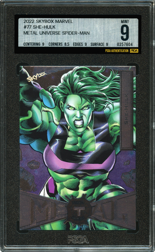 2022 Skybox MARVEL Metal Universe SPIDER-MAN #77 SHE-HULK PSGA 9 MINT - Bild 2 von 3