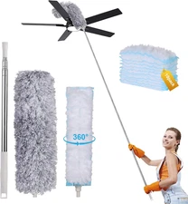 Extendable Feather Duster Kit with Reusable and Disposable Refills