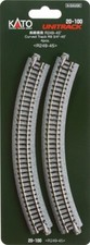 Kato 20-100 N Unitrack 9 3/4 Radius Curve Track 4pcs