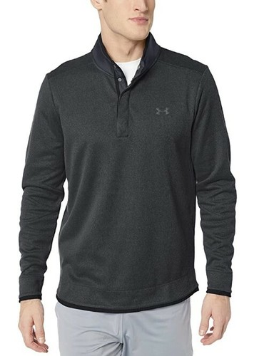 Under Armour Storm Heather Snap Mock Mens Golf Top - Black-S