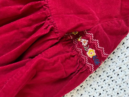 Abito BONNIE JEAN bambino rosso velluto a coste floreale manica lunga taglia 4T Natale vacanze - Foto 8 di 19