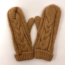 D&Y Tan Knit Winter Mittens Warm Fleece Lining
