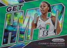 2022 Panini Prizm WNBA Get Hyped Insert Green Refractor #15 Chiney Ogwumike