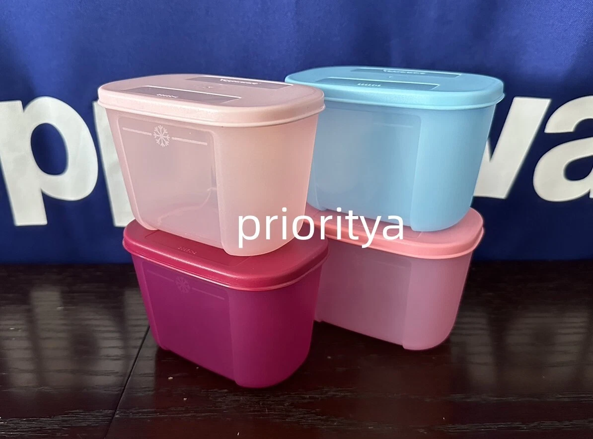 Tupperware Small Freezer Mates 290mL Container Set of 4 Pink Blue Vineyard  New