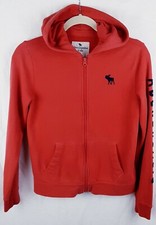Abercrombie and Fitch Y2K Red Full Zip Hoodie Jacket Kids Size L 11/12