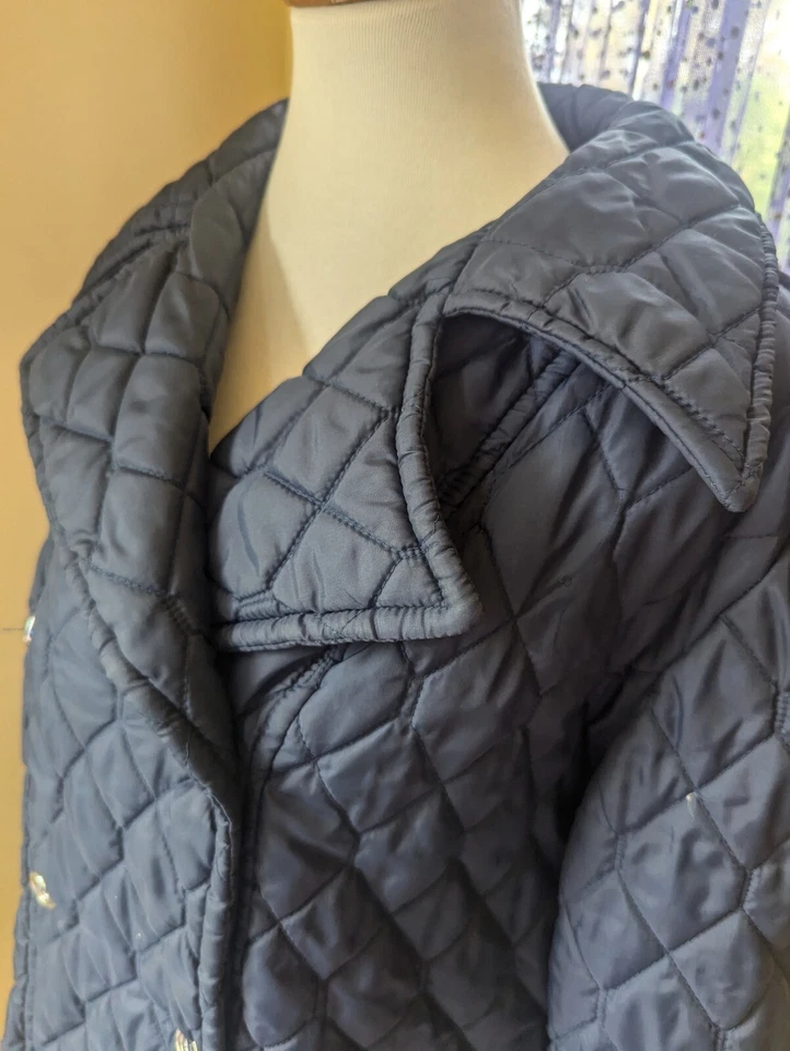 Chaqueta acolchada Montgomery Ward vintage años 80 azul oscuro para mujer talla 18 1/2 grande Foto 3 de 4