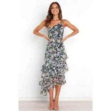 Petal & Pup Amren Asymmetrical Tiered Floral Midi Dress, Size US 8, NWT SALE