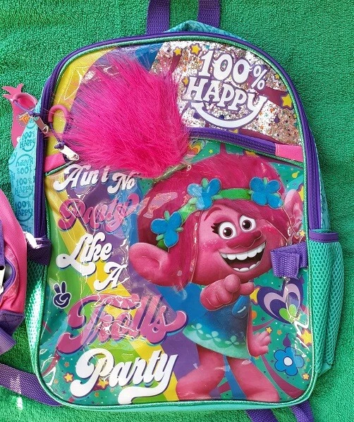 TROLLS Backpack and Lunch Box NeW Sparkly Book Bag Attachable