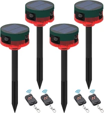 Solar Motion Sensor Alarm Outdoor, Dog Barking & Gunshot Sounds & Recording, 360