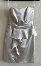 Davids Bridal Women’s Size 2 Gold Short Satin Peplum Bridesmaid Dress