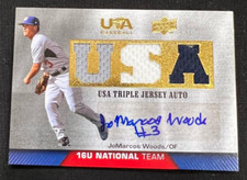 JOMARCOS WOODS 2009 Upper Deck USA Box Set Triple Jersey AUTO #TJA16U-JW