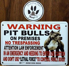 Metal Warning Pit Bulls Dog Sign For FENCE,Beware Of Dog 8"x12" PitBull USA Made