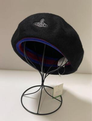 Vivienne Westwood Beret Hat Woman Orb Logo Cap Hut Black