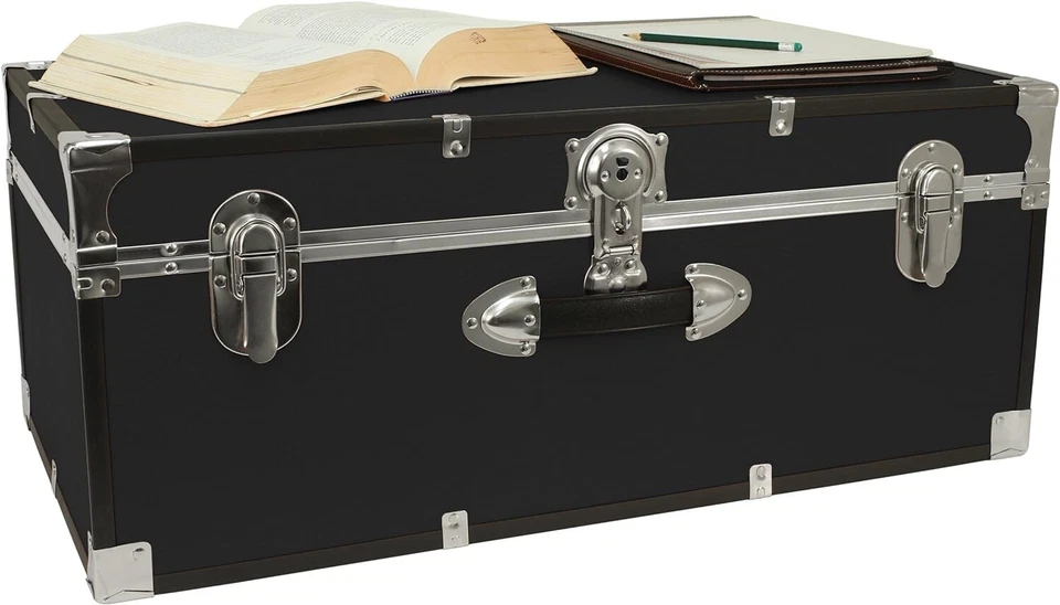 Armario de almacenamiento para dormitorio y campamento universitario Seward Trunk, negro, 30 pulgadas Foto 3 de 4