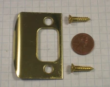 FULL LIP DEADBOLT LOCK STRIKE, BRASS, POLISHED, 2-1/4" HEIGHT, 1-5/8" WIDTH