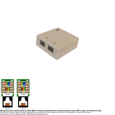 Network Wiring Surface Mount Box Biscuit Jack RJ45 8P8C 8 Pin C5e 2 Port 03836