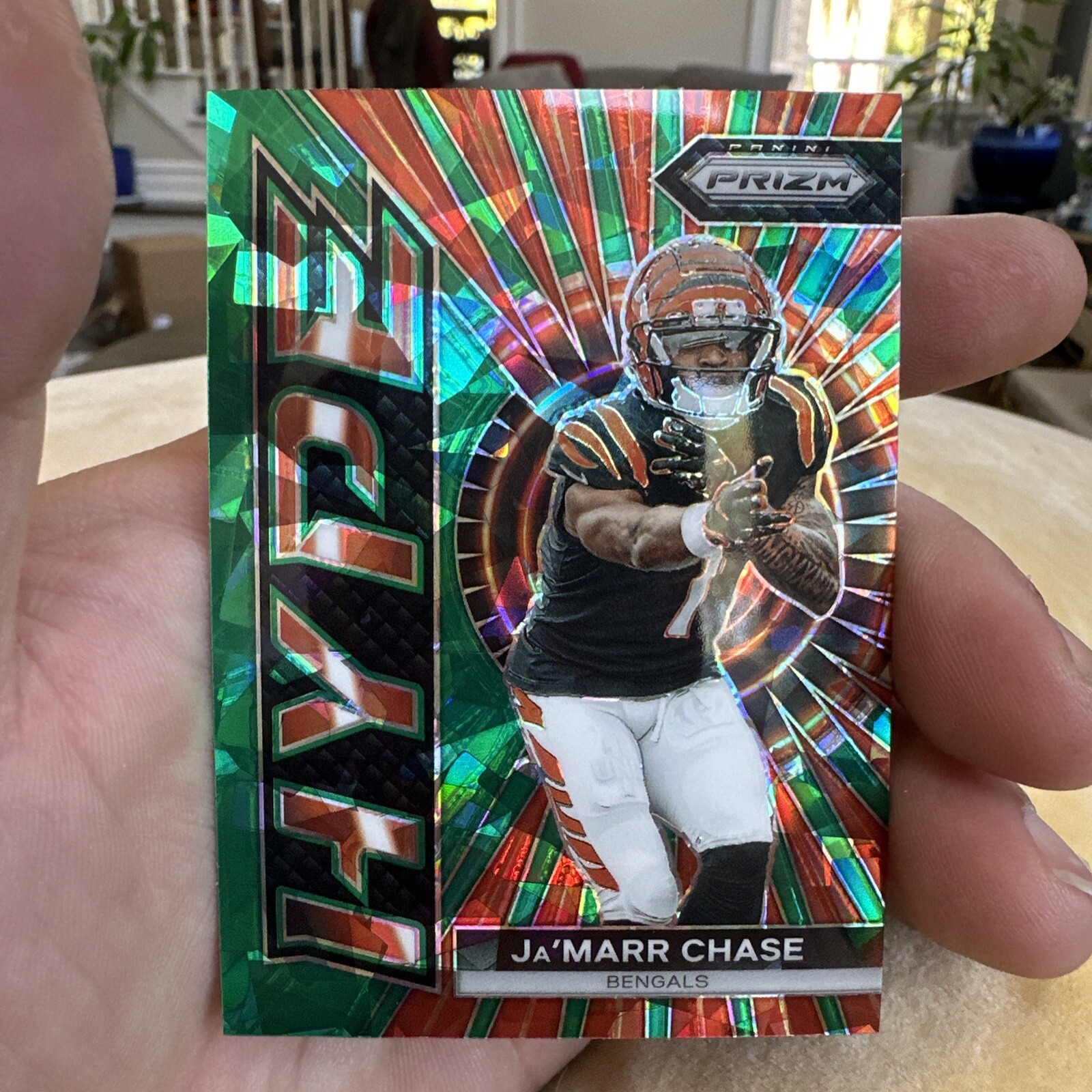2023-2024 Prizm Jamarr Chase Hype #H-8 Green Ice Exclusive SSP Bengals