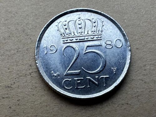 1980 Netherlands 25 cents Coin UNC #W175