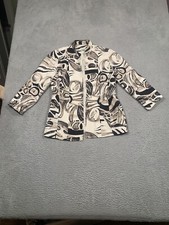 Chico's Brown Beige Silk Linen Blend Jacket Buttons Lined Boho Size 1 Medium M