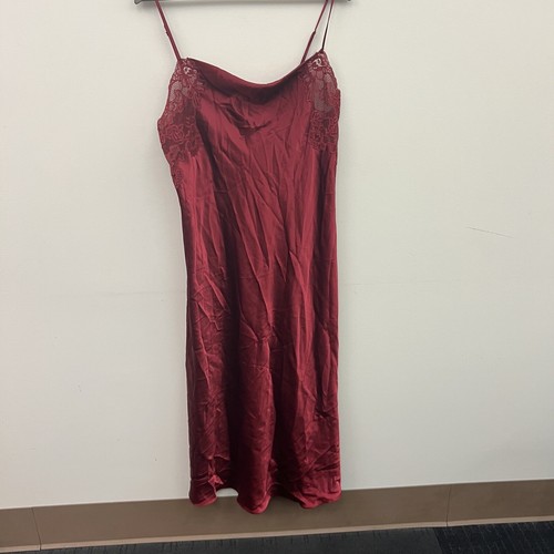 Oscar De La Renta Pink Label Satin Burgundy Long Slip Dress Size Large Vintage - Picture 2 of 17