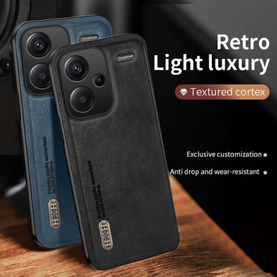 Vintage PU Leather Case Magnetic Back Cover For Xiaomi Redmi Note 13 Pro Plus 5G