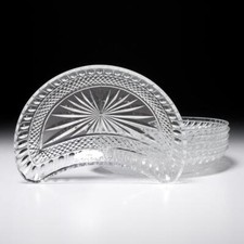 Saint Louis Tommy Crystal Crescent Salad Plates 6pc Barbara Walters Collection