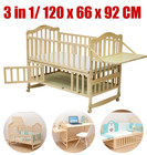 Wooden Baby Crib Bedside Cot 3-in-1 Safe Crib Next to Me From Birth Adjustable