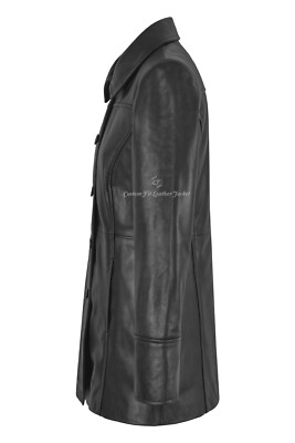 Women CAR COAT Leather Jacket BLACK Lambskin Fashion Casual Trench