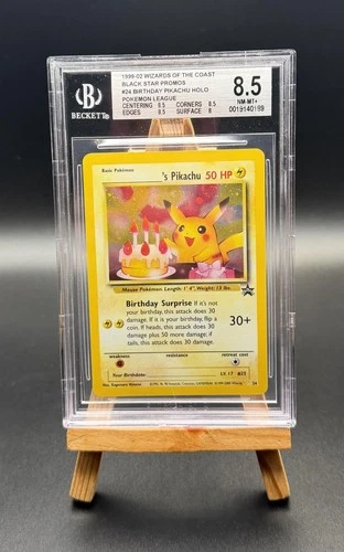 BIRTHDAY PIKACHU HOLO (POKEMON LEAGUE) 24 POKEMON BGS 8.5 SILVER