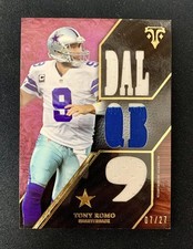 2014 Topps Triple Threads Tony Romo Relics Purple #/27 Relic #TTR-97 MEM Card
